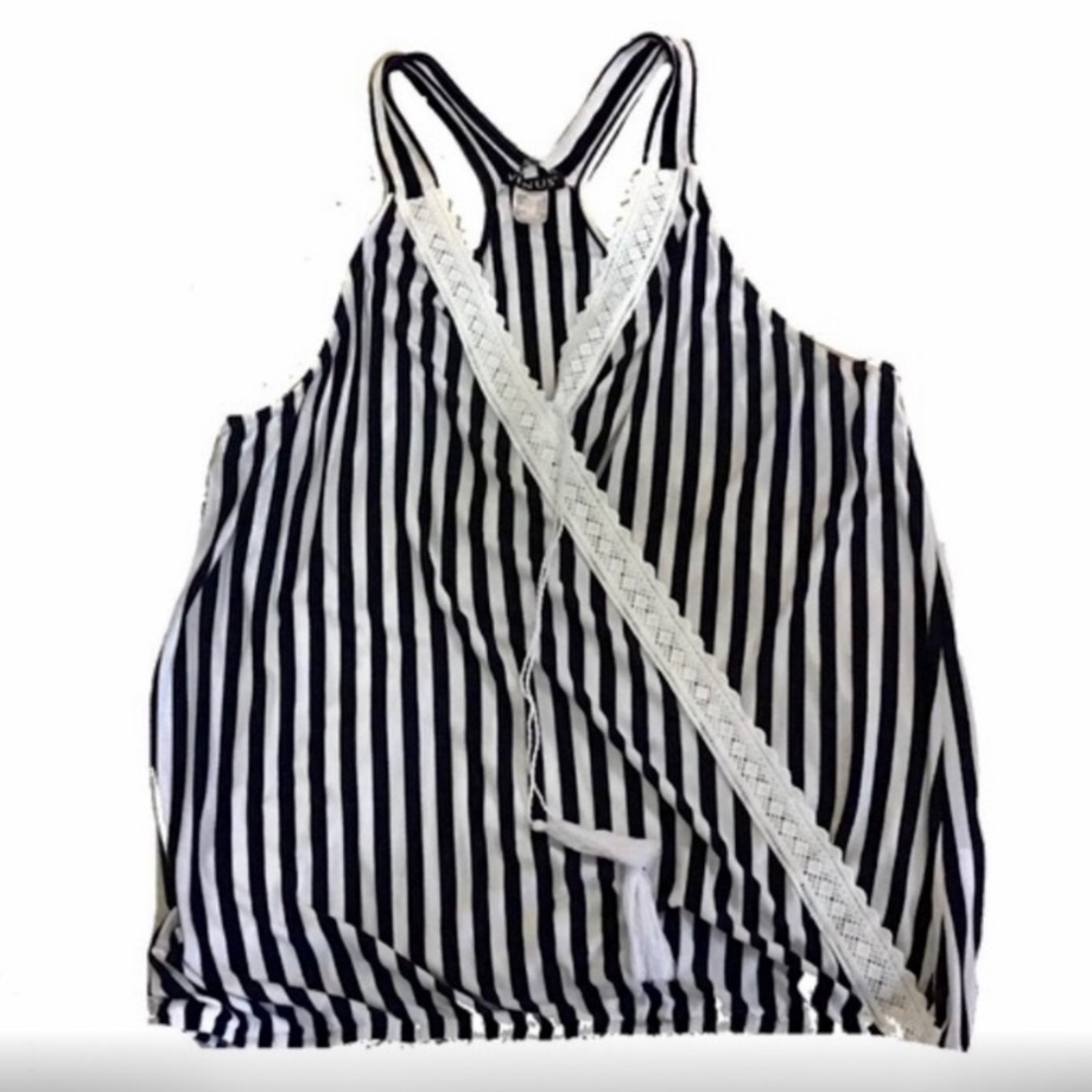 VENUS Navy & White Sailor Racer back Top XS